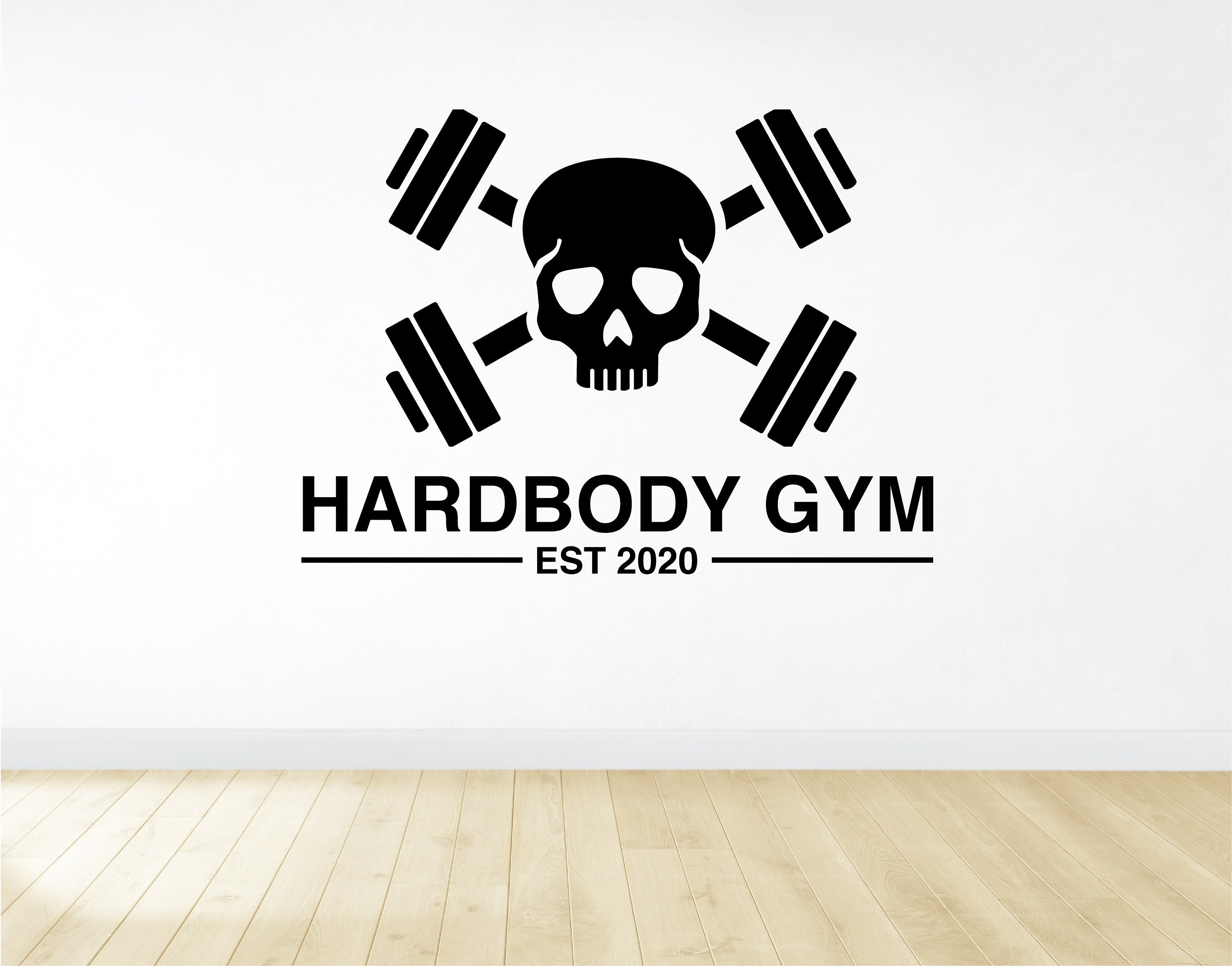 Personalized Gym Wall Decal, Gym Decor, Skull and Crossbones
