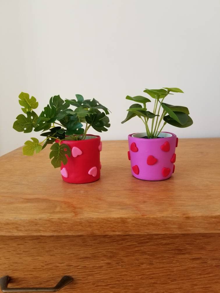 Cache Pot Fimo Motif Coeurs
