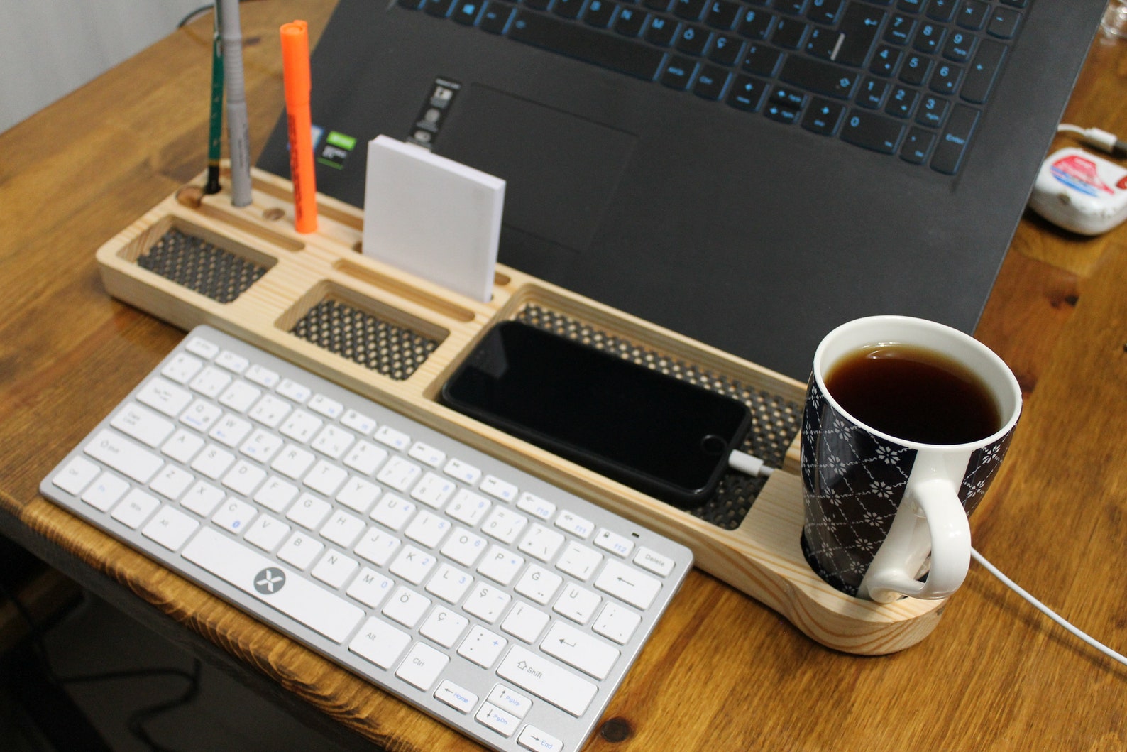 Wooden Desk Organizer Laptop Organizer Standing Desk Etsy
