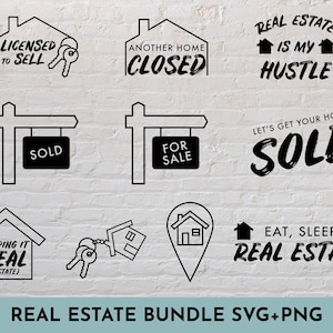 Real Estate Agent SVG + PNG bundle // SVG Cut File for Cricut, Silhouette, Brother // Social media, print and stickers