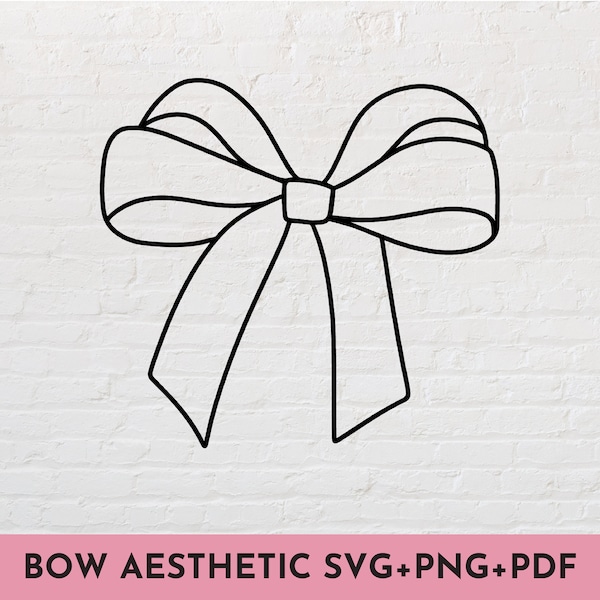 Coquette Bow Aesthetic SVG + PNG bundle Lineart Minimalist Girly Aesthetic Feminine Wedding Design SVG Cut File for Cricut, Silhouette