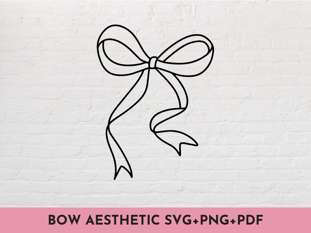 Coquette Bow Aesthetic SVG + PNG Bundle Lineart Minimalist Girly