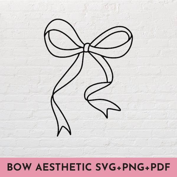 Coquette Bow Aesthetic SVG + PNG bundle Lineart Minimalist Girly Aesthetic Feminine Wedding Design SVG Cut File for Cricut, Silhouette
