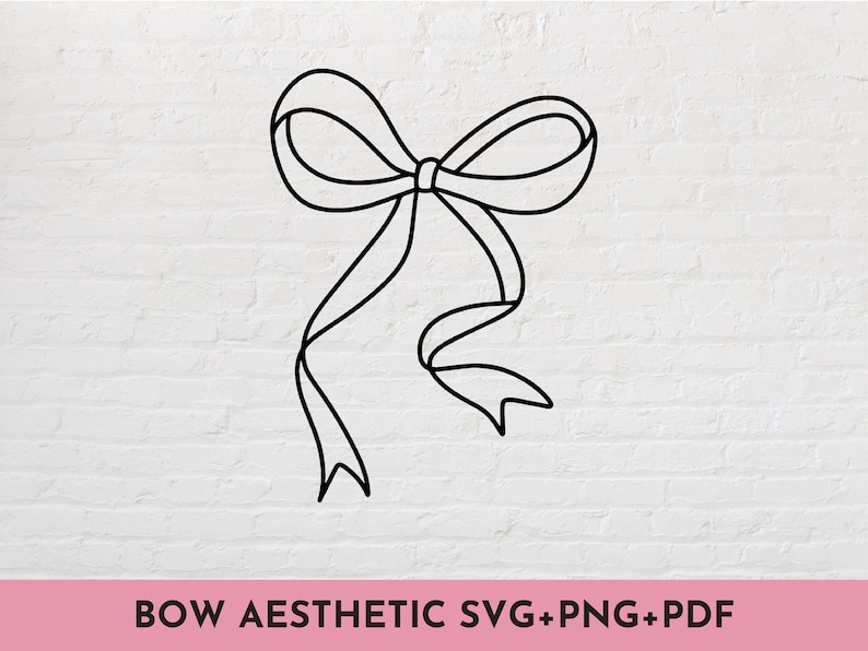 Coquette Bow Aesthetic SVG + PNG bundle Lineart Minimalist Girly Aesthetic Feminine Wedding Design SVG Cut File for Cricut, Silhouette image 1