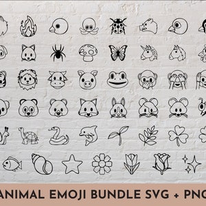 47 Animal and Nature Emoji SVG + PNG bundle // Iconos, redes sociales, impresión y pegatinas // SVG Cut File para Cricut, Silhouette, Brother