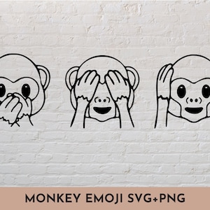 Monkey Emoji SVG + PNG Bundle / Icons, Social Media, Druck und Aufkleber , SVG Cut File für Cricut, Silhouette, Brother