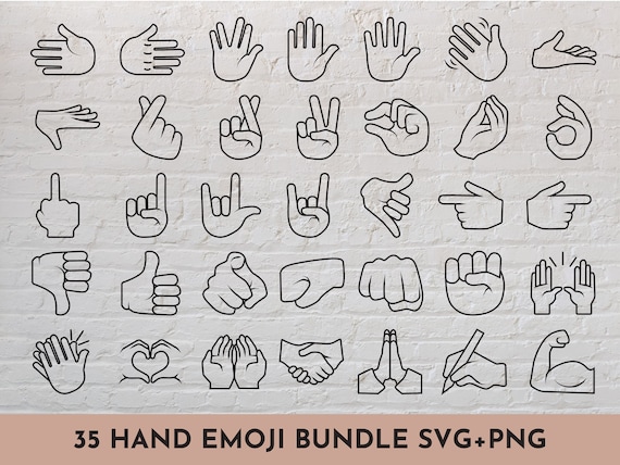 35 Hand Sign Emoji SVG PNG Bundle // Icons Social Media - Etsy Canada