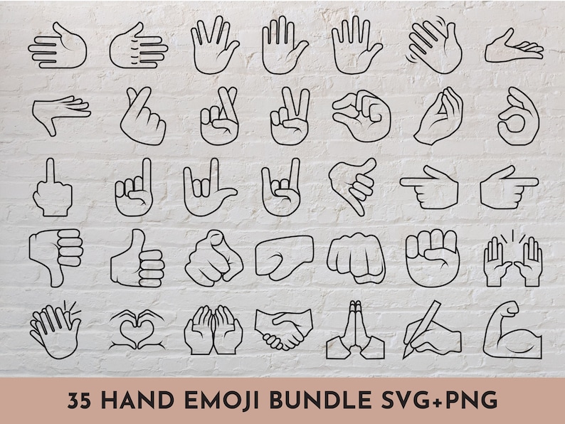 35 Hand Sign Emoji SVG PNG Bundle // Icons Social Media Etsy