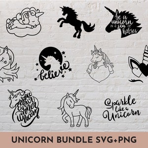 10 Einhorn SVG + PNG Bundle / Icons, Social Media, Druck und Aufkleber , SVG Cut File für Cricut, Silhouette, Brother