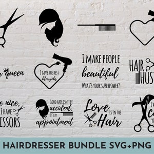 Friseur SVG + PNG Bundle / SVG Cut File für Cricut, Silhouette, Brother , Social Media, Print und Sticker