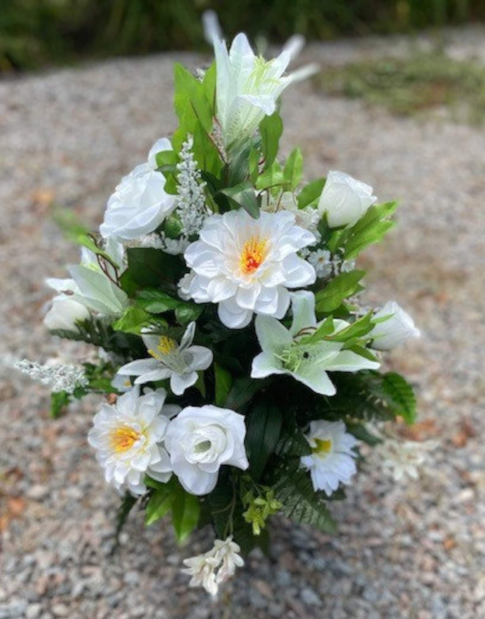 Cemetery Flowers Cemetery Vase Arrangement Grave Flowers Etsy