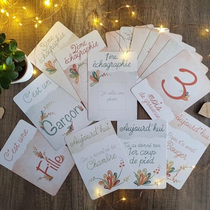 15 Cartes Étapes Grossesse, Pour suivre, fêter, et se souvenir de tous les moments importants.
