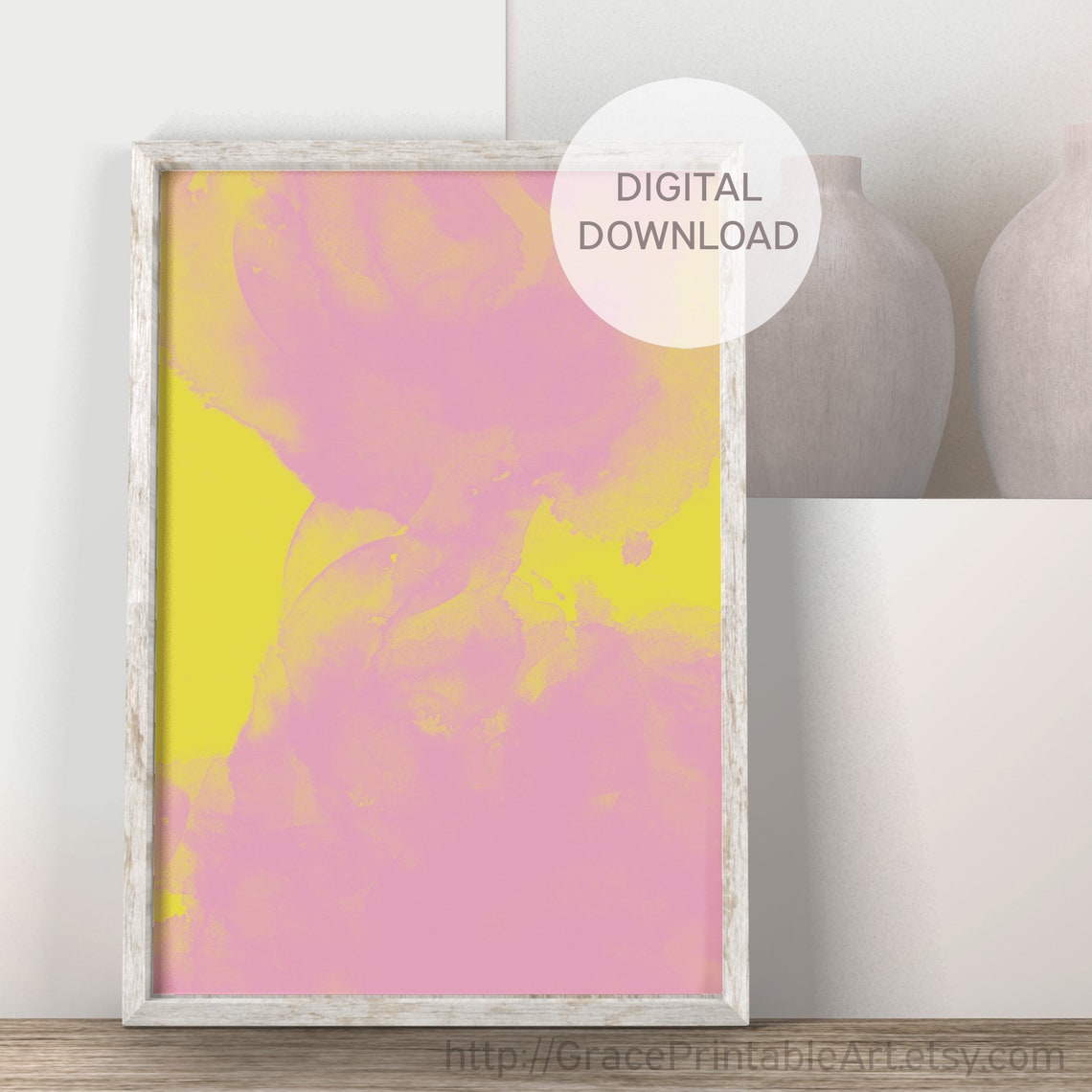 Modern Abstract Wall Art Pink Yellow Wall Art Decor Modern Etsy
