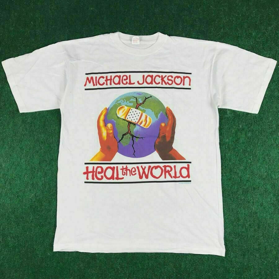 New Heal the World 1997 M. Jakson White T shirt