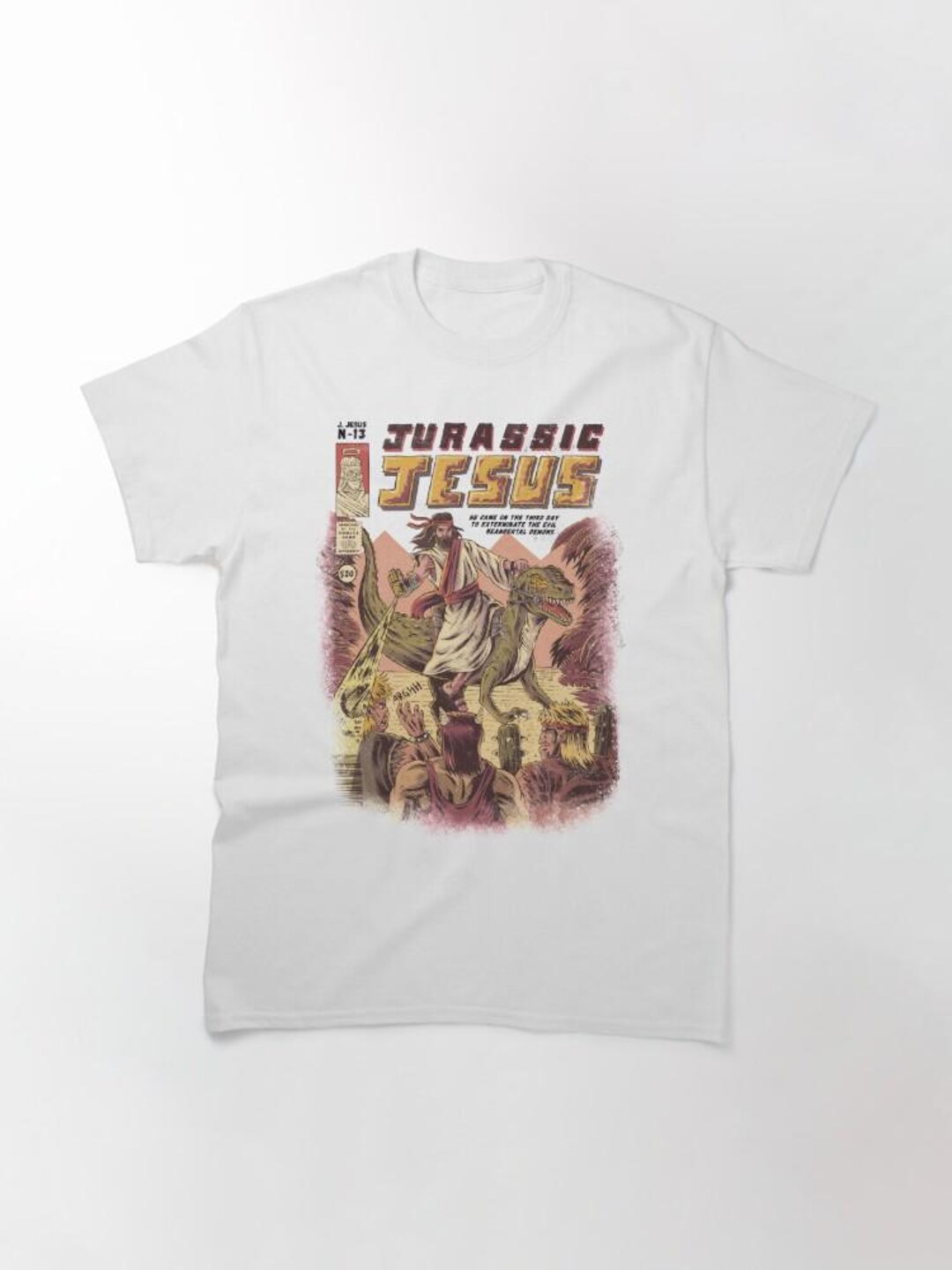 JURASSIC JESUS klassiek T-shirt, nieuw in 2024 - Etsy Nederland