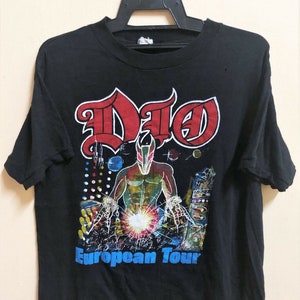 Vintage 80s 1984 Ronnie James DIO ROCK Metal Tour Concert T-Shirt QUEENSRYC1HE