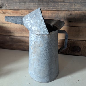 Vintage Galvanized Tin Oil Can Flower Vase