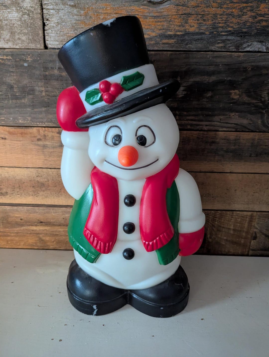 Vintage Plastic Snowman Yard Decoration