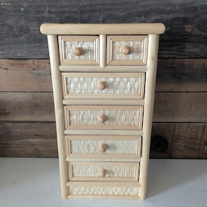Bamboo Chest Vintage Wicker Drawer Chest Miniature Doll Furniture Jewelry Box Storage