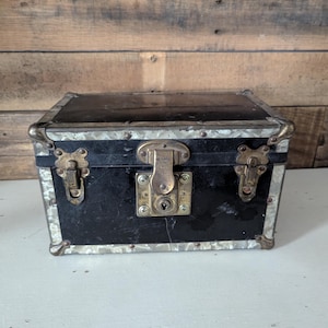 Antique Metal Doll Trunk Vintage Storage Box Small Toy Trunk