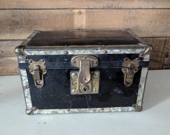 Antique Metal Doll Trunk Vintage Storage Box Small Toy Trunk
