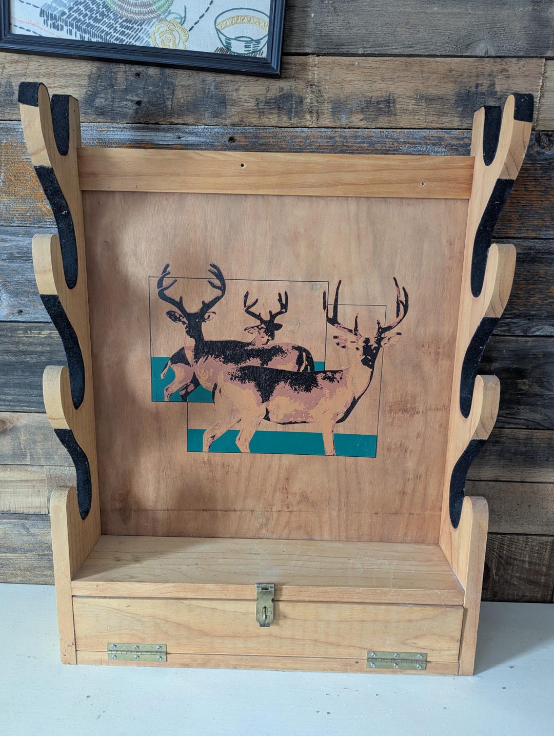 Vintage Wooden Gun Rack for Wall Mount Four Rifle Rack With Storage - Etsy