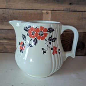 Vintage Hall's Superior Quality Pitcher 64oz Orange Poppy Water Pitcher