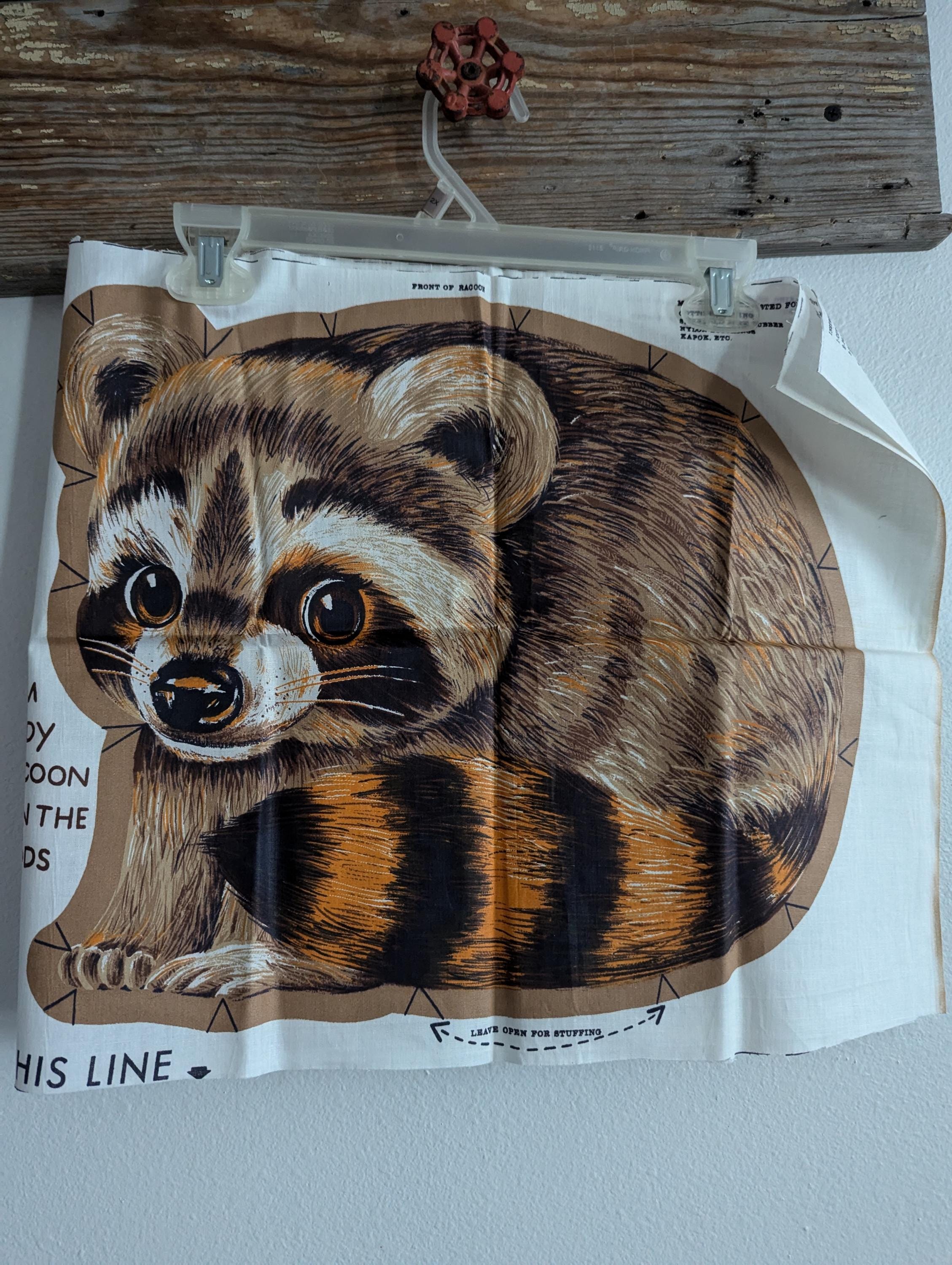Vintage Randy Raccoon Fabric Panel - Etsy