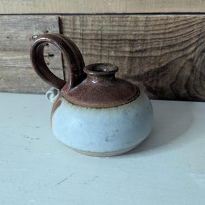 Vintage Chamberlain Oil Lamp Signed Stoneware from Clear Lake, Iowa