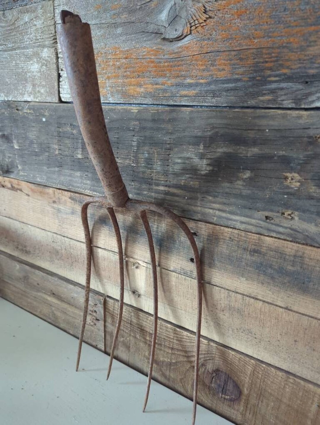 Vintage Primitive Rusty Pitchfork Head Farmhouse Decor Four Etsy