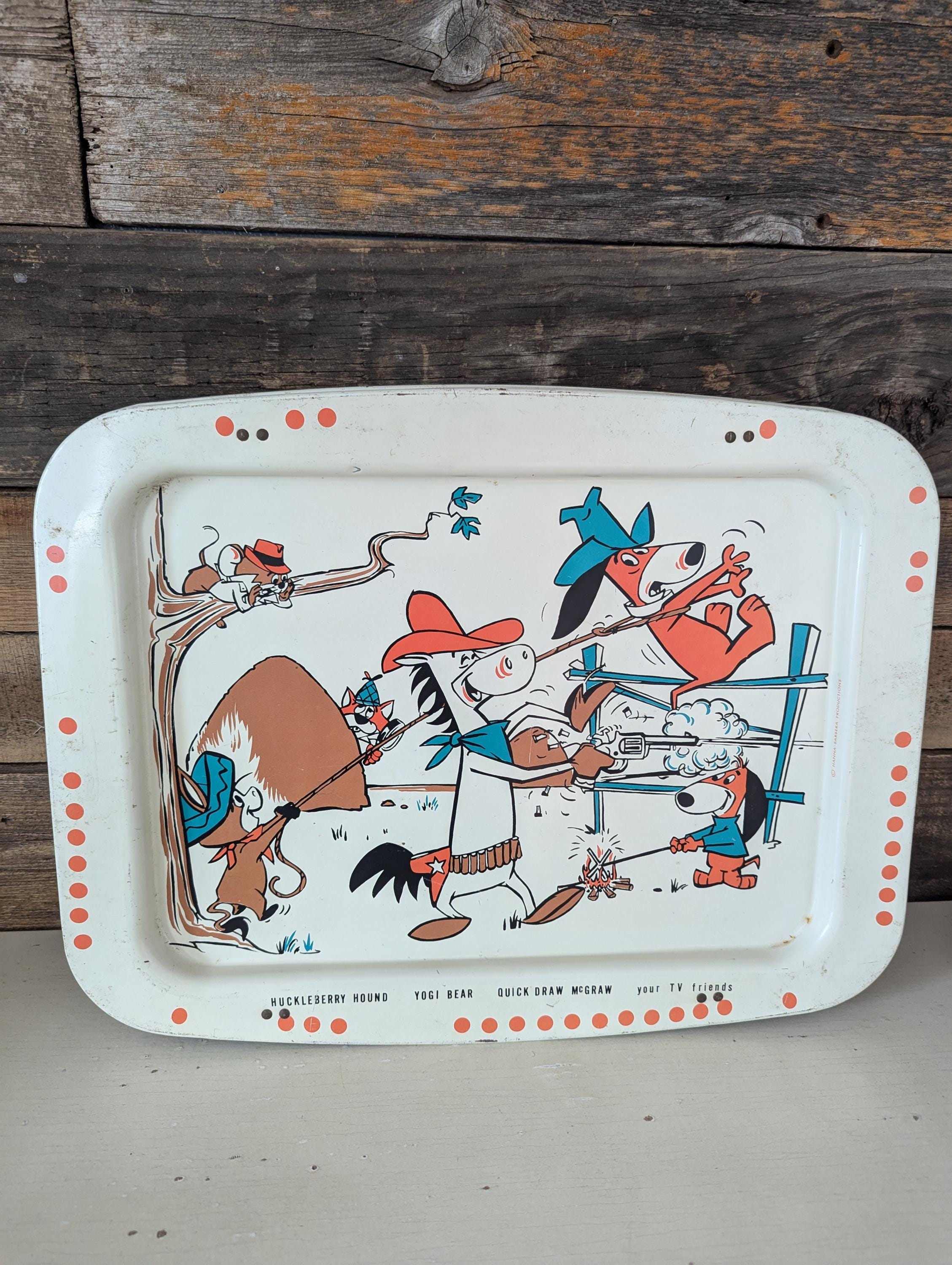Vintage 1960s Cartoon TV Tray Set: Yogi Bear & Huckleberry Hound