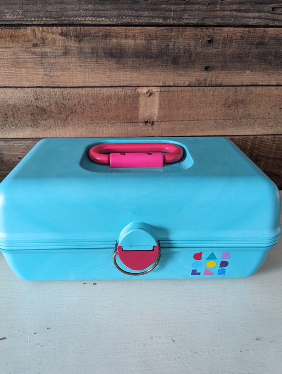 Vintage Caboodle Teal and Pink Makeup Organizer