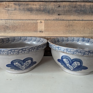 Beaumont Brothers Pottery Serving Bowls Blue Heart 1991