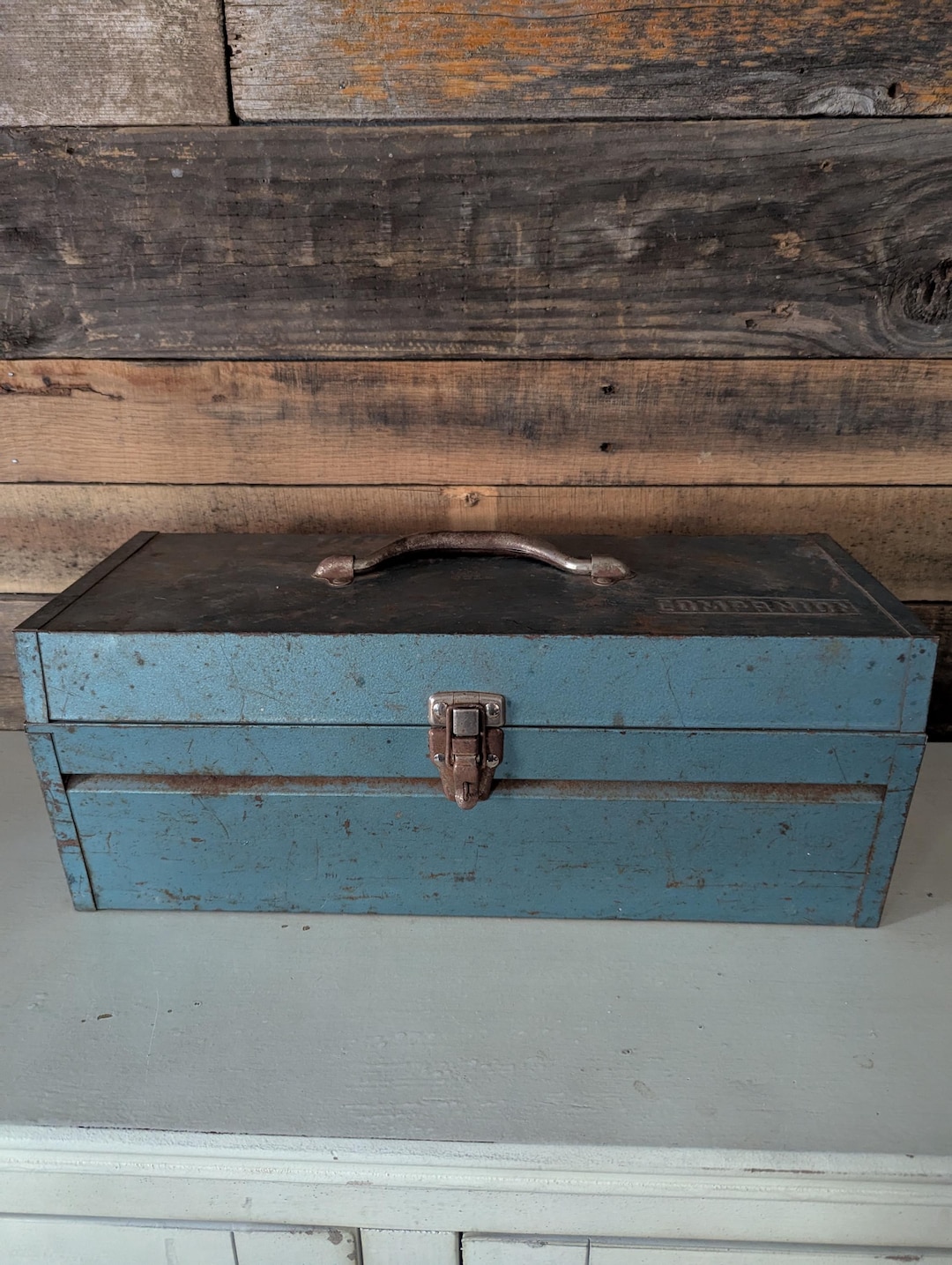 Vintage Companion Tool Box Metal Box With Inner Tray. Rust and