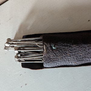Vintage Folding Hangers Set of Six with Vintage Leather Travel Case