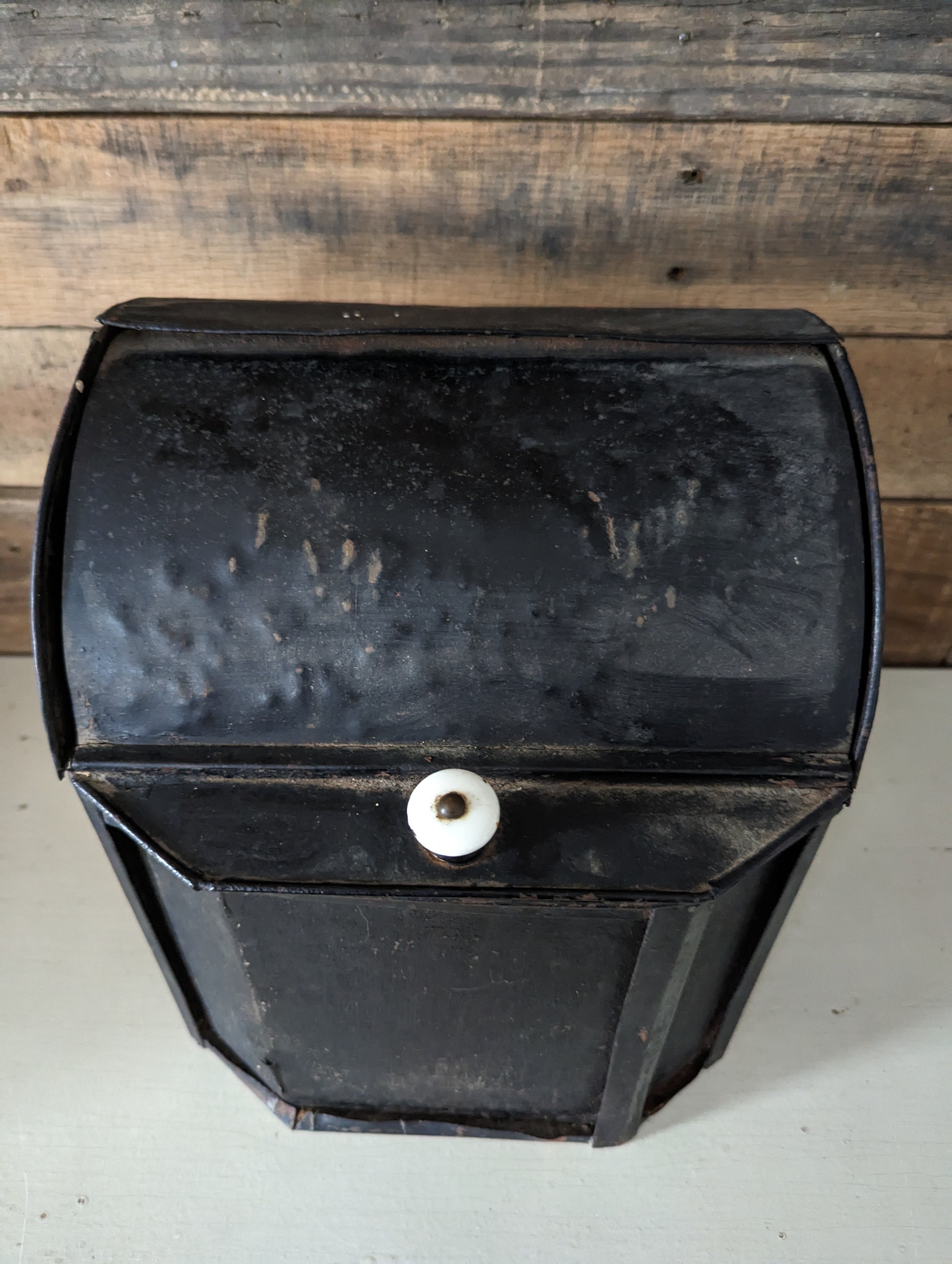 Antique Black Metal Canister Rustic Primitive Decor Etsy