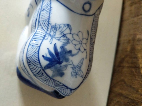 Cat Trinket Box Ceramic Blue Vintage - image 7