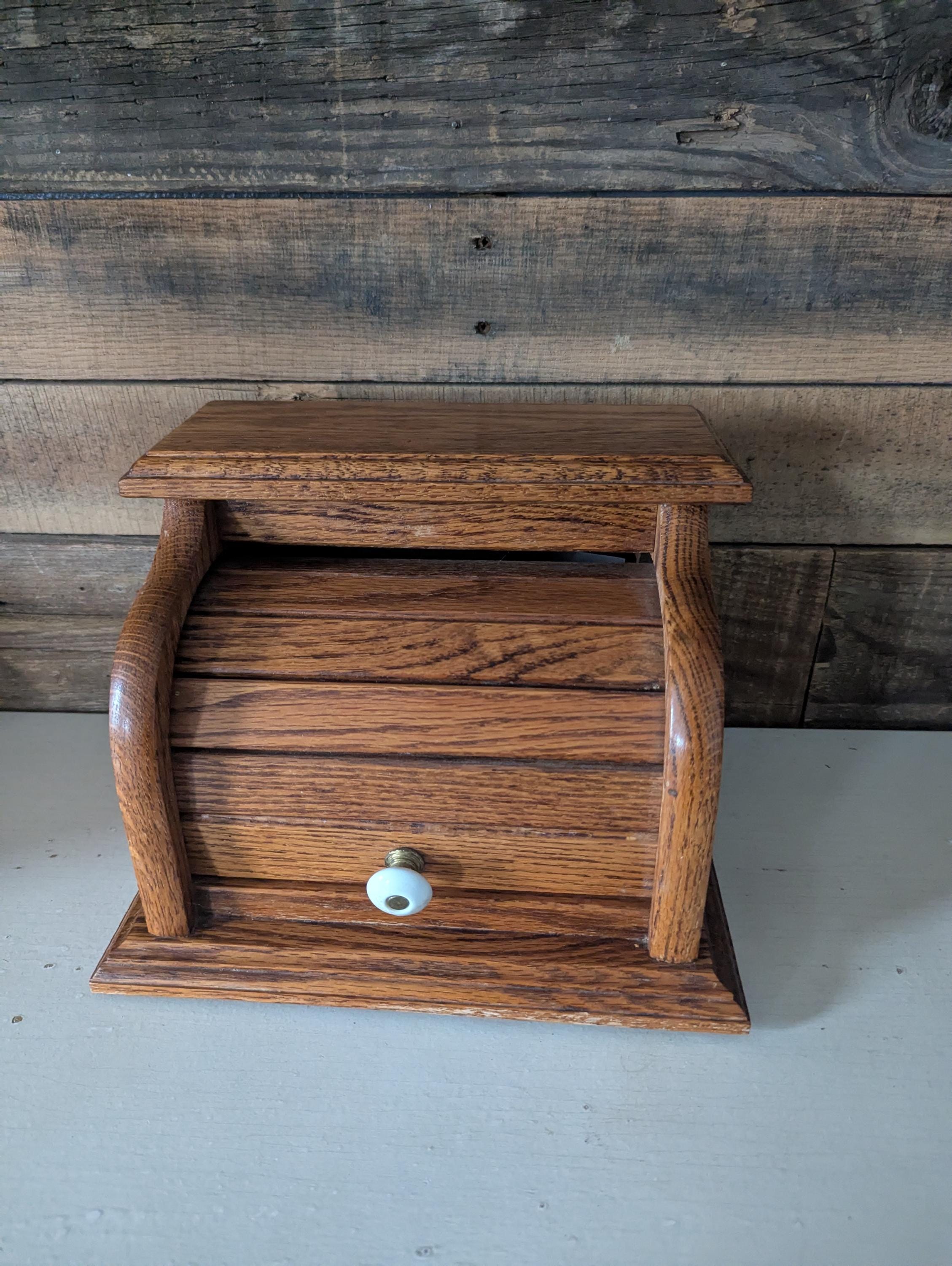 Vintage Roll Top Recipe Box Handmade Solid Oak Storage Box - Etsy