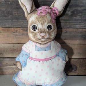 Vintage Bunny Rabbit Stuffed Pillow Animal Easter Decor Spring Bunny Nursery Decor