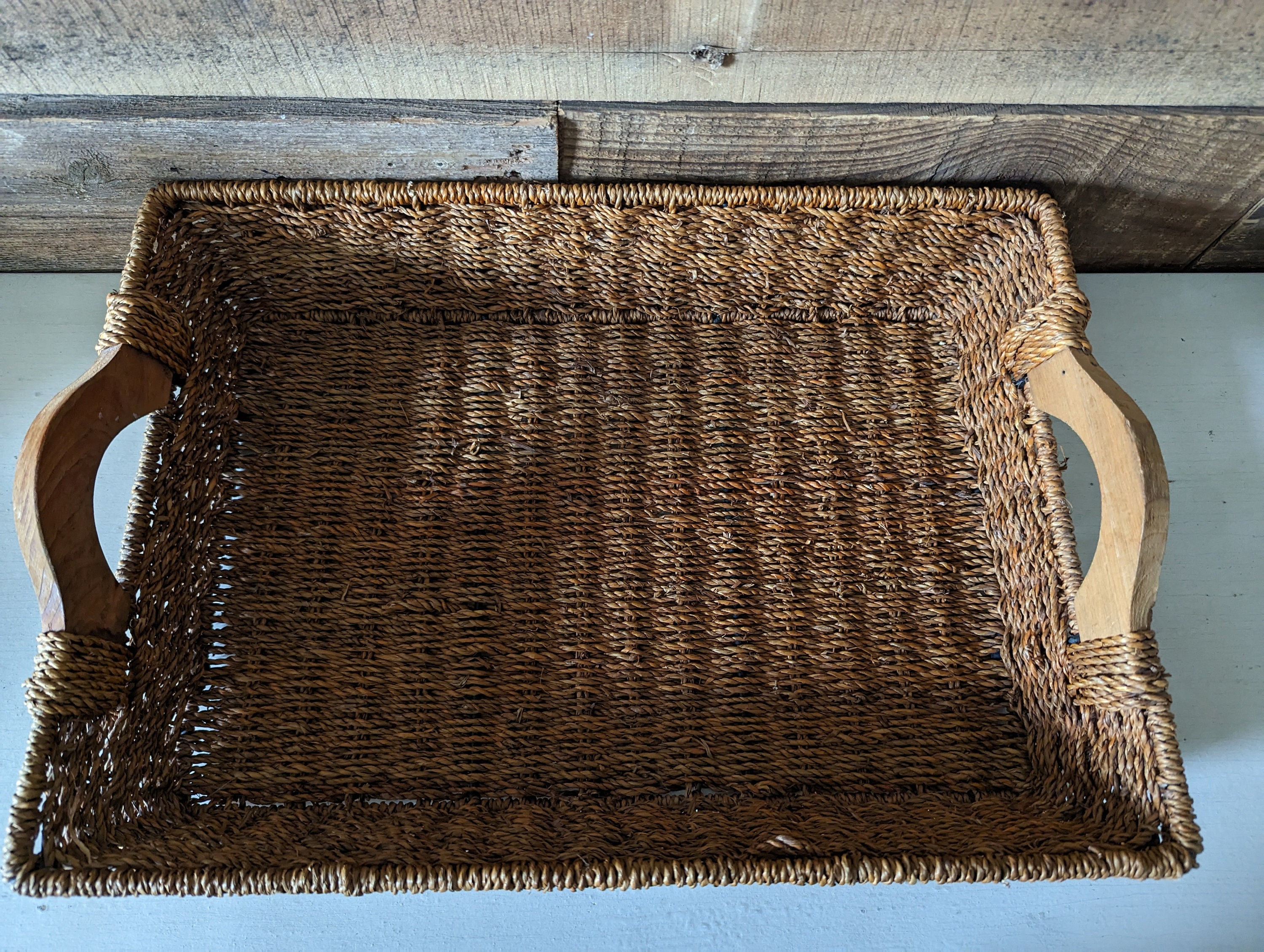 Rectangular Wood and Wire Basket Wooden Handles Wire Frame Etsy