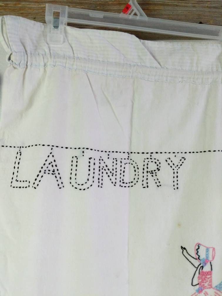 Vintage Embroidered Laundry Bag Vintage Fabric Handmade Etsy