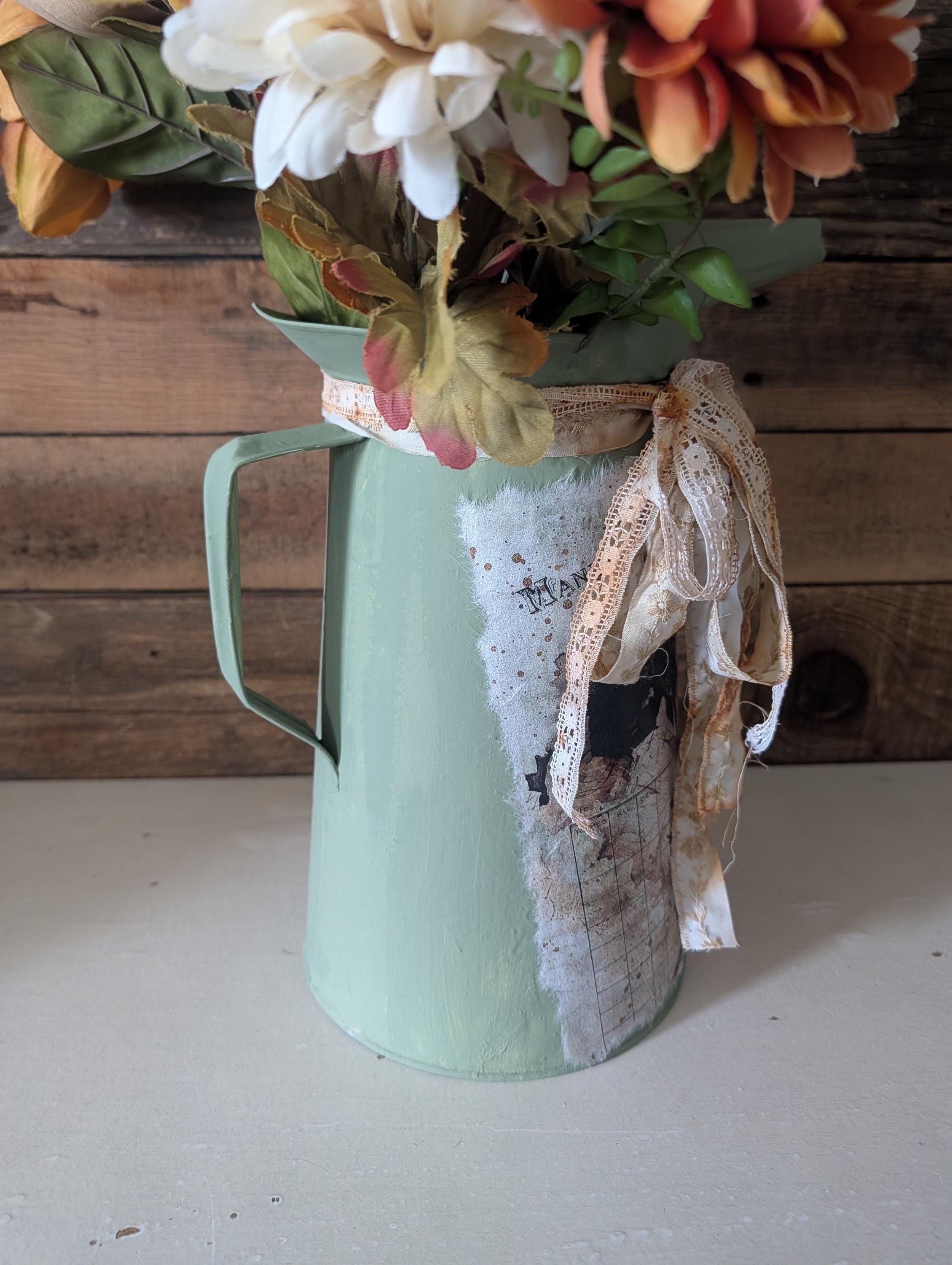Vintage Galvanized Tin Oil Can Flower Vase - Etsy