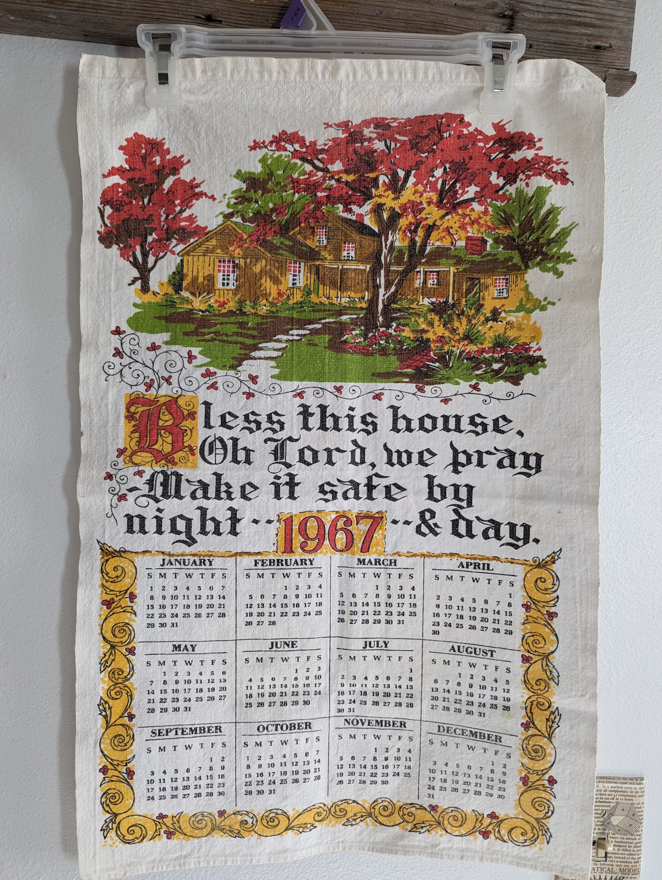1968 Vintage Fabric Calendar - Etsy