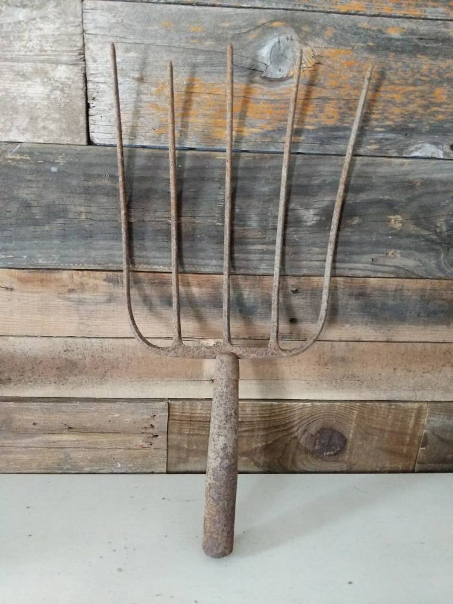 Vintage Primitive Rusty Pitch Fork Head Farmhouse Decor Five Etsy