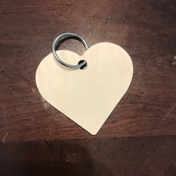 Custom Woodburned Heart Keychain