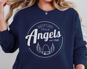 Bedford Falls Angels | Its A Wonderful Life Inspired Holiday Sweatshirt | Christmas Movie Sweater | Comfy Pyjama Loungewear for Xmas