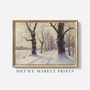 Moody Christmas vintage painting, vintage winter art print, antique dark winter art, moody landscape, DIGITAL DOWNLOAD, PRINTABLE Wall Art