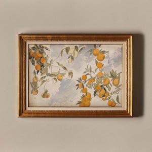 Orange Tree Botanical Art Print Primitive Farmhouse Citrus Kitchen Decor Wall Art Antique Spanish Mediterranean painting PRINTABLE