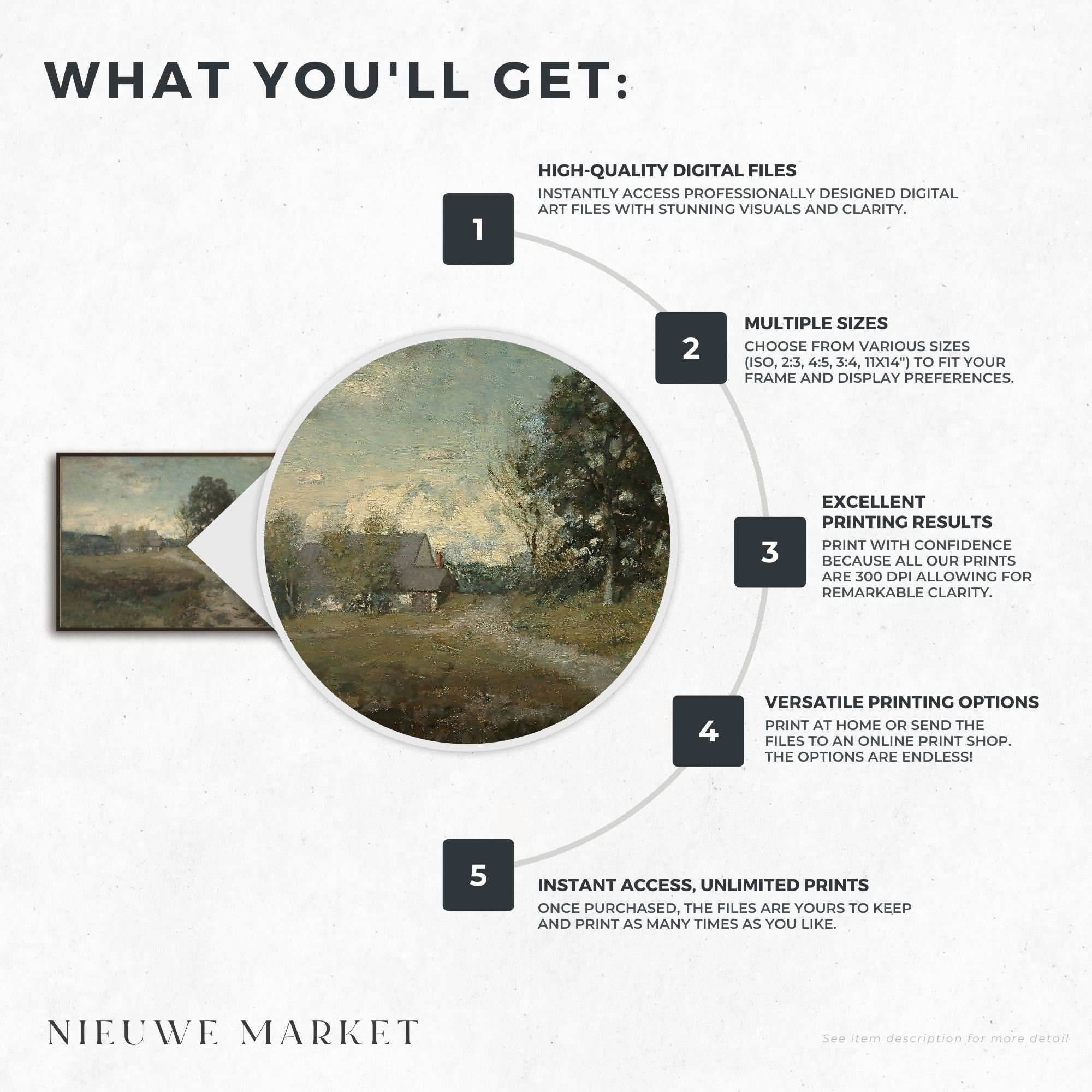 PRINTABLE Landscape Art, Country Landscape Painting, Vintage Landscape ...