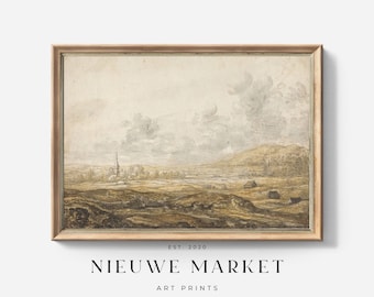 Englische Landschaft, Europäische Vintage Kunst, Landschaftsmalerei, Bauernhausdekor, antike Malerei, Wandkunstdruck, DRUCKBARE digitale Wandkunst